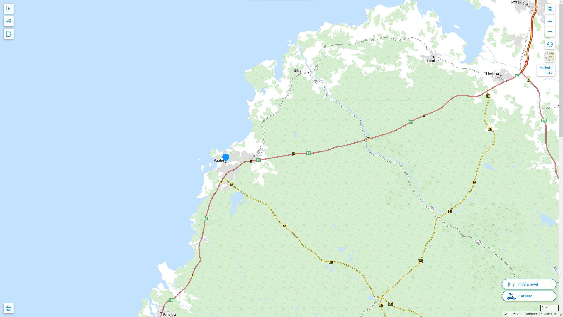 Raahe Highway and Road Map